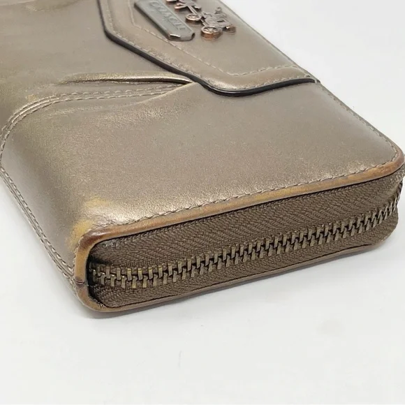 Coach Madison Accordion Zip Clutch Wallet Metallic Leather Card Organizer Large - Picture 6 of 14